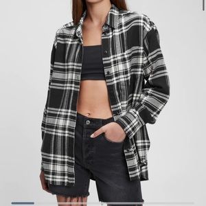 Gap oversized flannel shirt NWT black & white plaid